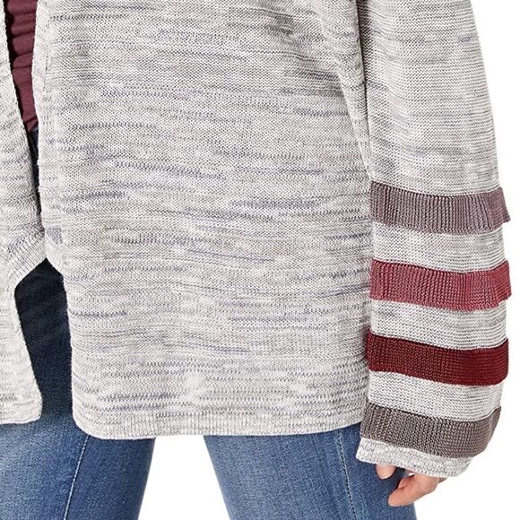 NIC + Zoe Ombré Cuff Gray Space Dye Cardigan Size S - Picture 3 of 15